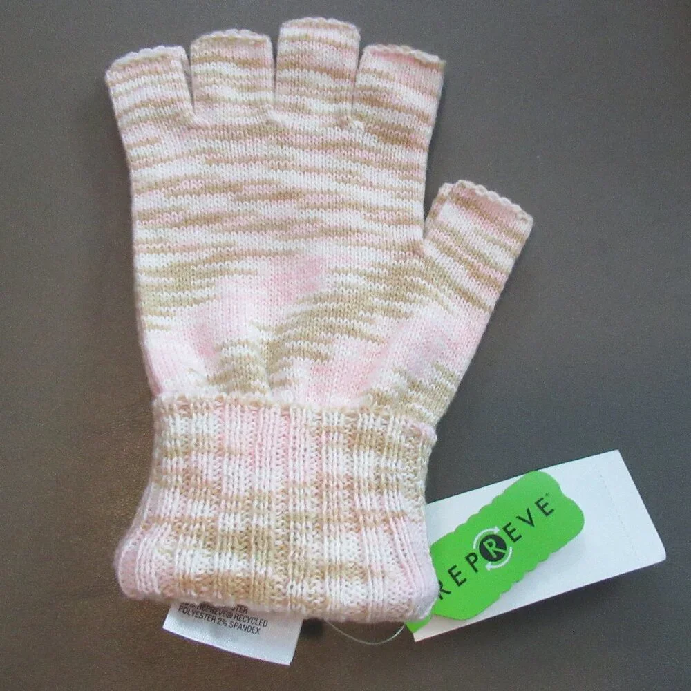 Style & Co. Women's Fingerless Knit Gloves, Marled Ivory Pink, One Size